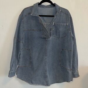 Casual Denim Pullover Shirt